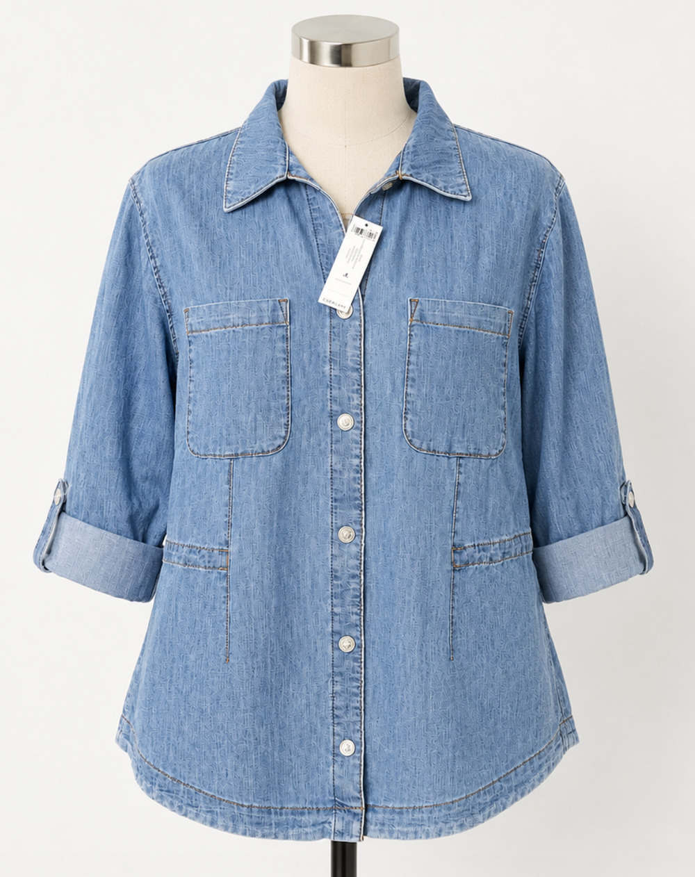 NWT CHICO'S BURANO INDIGO DENIM CINCH WAIST SHACKET JACKET SZ 4 US XXL